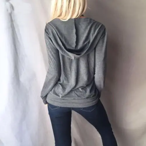 Женская свободная футболка с длинным рукавом повседневная однотонная хлопковая