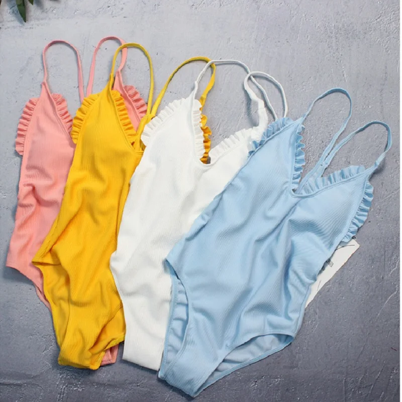 2018 New Purfle Sexy Bikini Push Up Women Swimsuit One Piece Suits V Neck Bathing Suit Halter Beach Wear Femme Bodysuit Swimwear | Спорт и