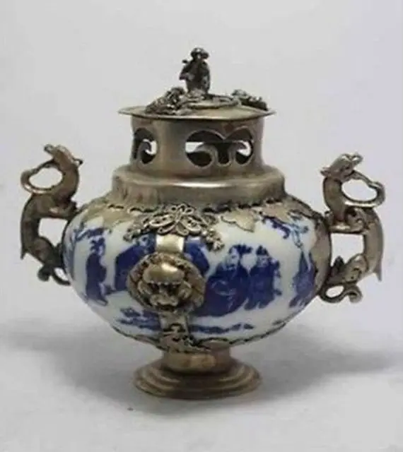 Chinese CHINESE HANDWORK PAINTING DRAGON LION OLD PORCELAIN INCENSE BURNER Figurine wholesale factory Arts outlets | Дом и сад