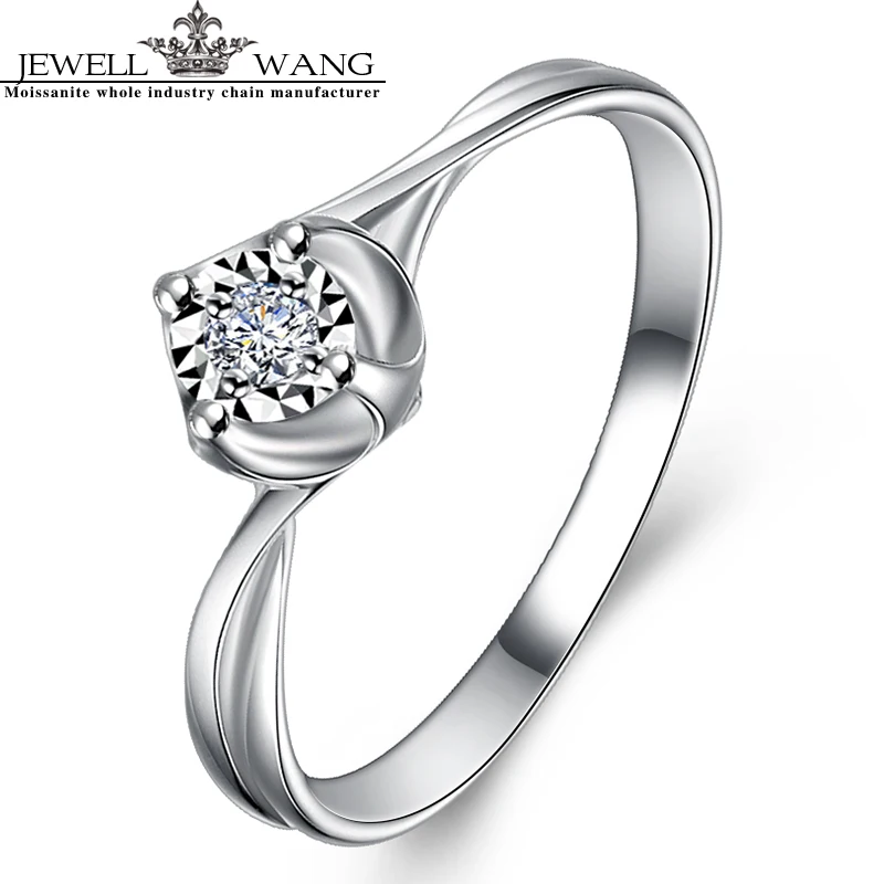 Ювелирные кольца с бриллиантами с эффектом 0.5CT для женщин, 18 K, белое золото, 0.04CT, поворотные руки, роскошные Изящные ювелирные кольца из белого золота