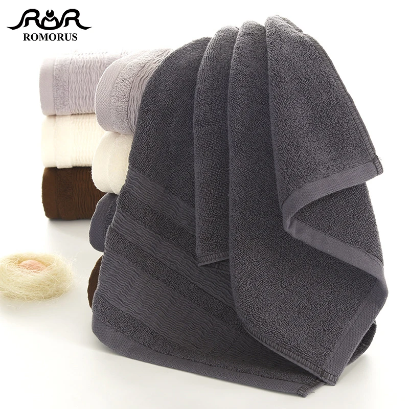 ROMORUS Luxury Design Pakistan Cotton Bathroom Towels Thick 100% Bath Towel Silver Gray Soft Adults Big Beach Face | Дом и сад
