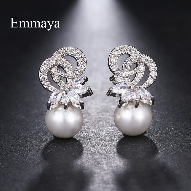 Серьги Emmaya с фианитами женские роскошные модные ювелирные украшения белым