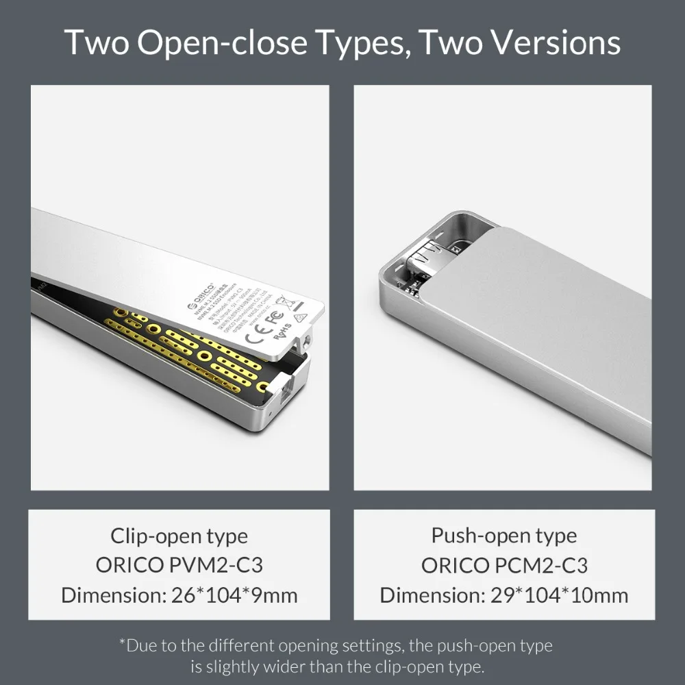 ORICO M2 SSD чехол NVME USB C 10 Гбит/с Поддержка UASP USB3.1 Gen2 Type M.2 корпус для PCIE NGFF SATA M/B Ключ
