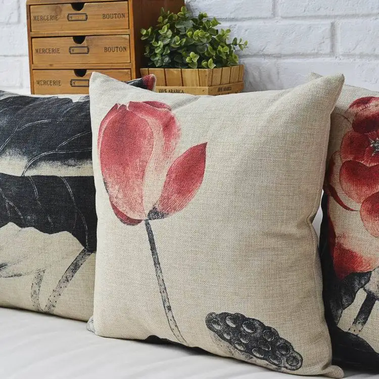 Креативные Современные Ретро диванные подушки из красного дерева хлопковые с