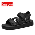 Мужские сандалии Surom, Повседневная дышащая обувь на толстой подошве, пляжные сандалии, уличная мягкая нескользящая обувь, лето 2019