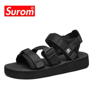 Мужские сандалии Surom, Повседневная дышащая обувь на толстой подошве, пляжные сандалии, уличная мягкая нескользящая обувь, лето 2019