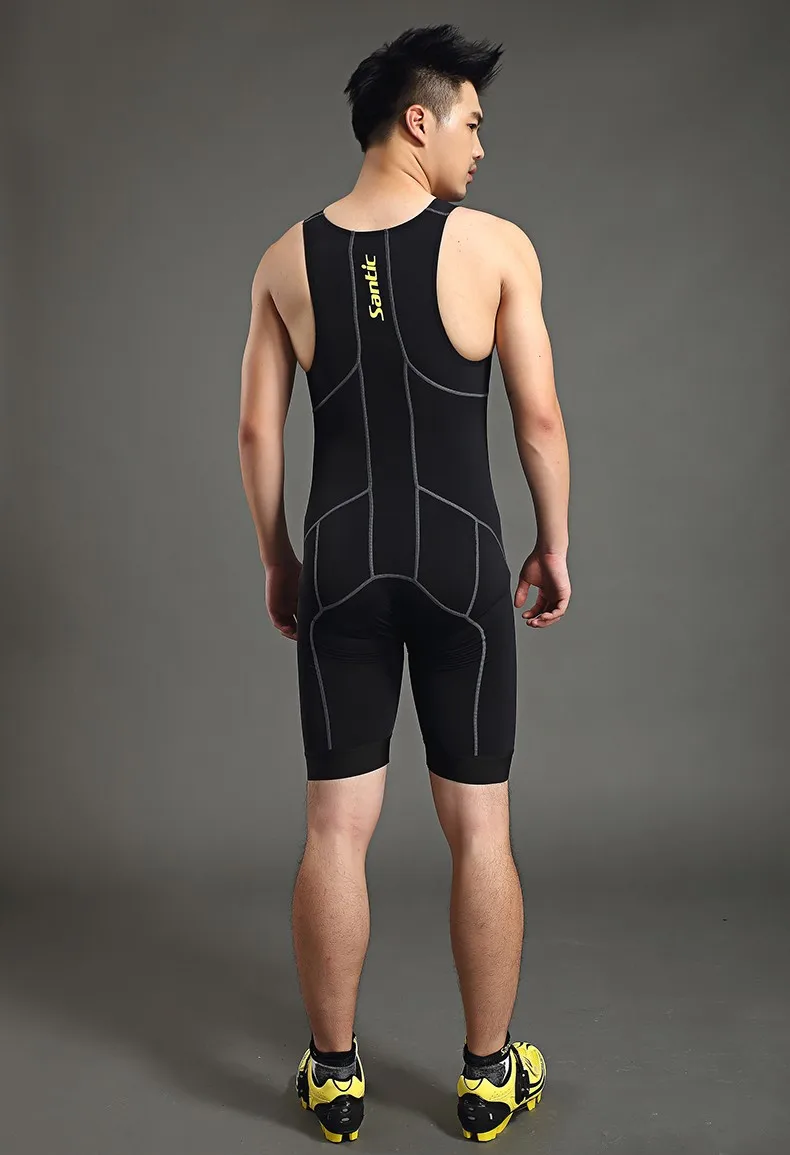 Santic черный с инициалами одежда для мужчин женщин Skinsuit без рукавов Триатлон одежда для плавания бег MC03004/LC03003