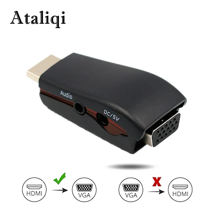 Ataliqi HDMI в VGA конвертер адаптер с аудио кабелем поддержка 1080P для HD tv xbox PS3 PS4 ноутбук ТВ коробка ПК проектор