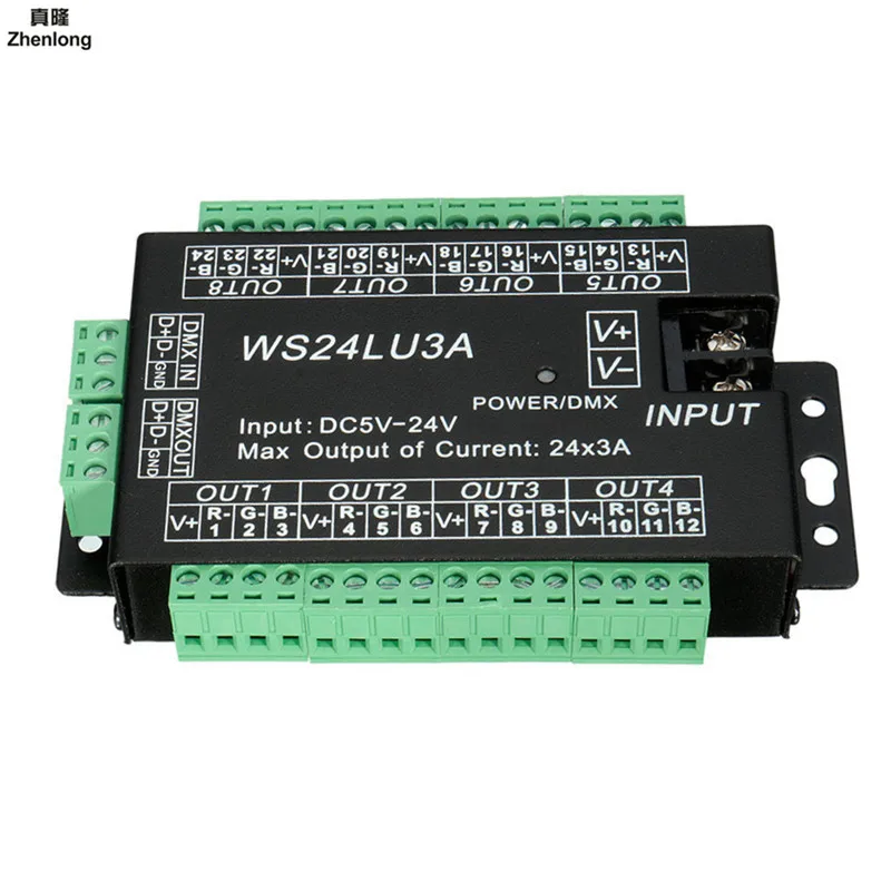 Высокая Мощность 24 канала 3A/CH DMX512 декодер светодиода командоаппарата диммер DMX 512
