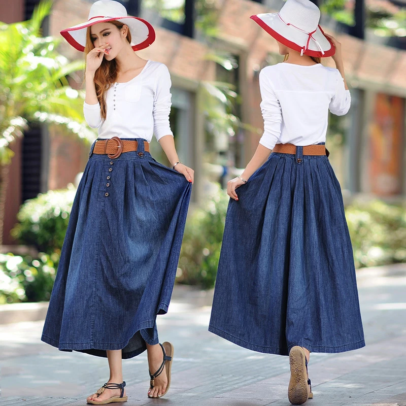 Женские летние джинсы с высокой талией большие размеры 5XL 6XL|long skirt|denim skirtjeans skirt |