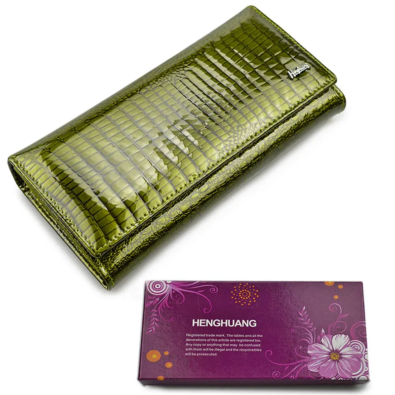 green2 with box HH для женщин женские кошельки и кошельки Элитный бренд аллигатора длинные пояса из натуральной кожи дамы клатч портмоне женский крокодил - Цвет: green2 with box