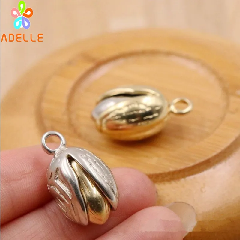 

2 x 100% Solid Brass Pistachio 2 colors Chistmas Keyring DecorPendant DIY Jewelry Craft Gift Free shipping High quality