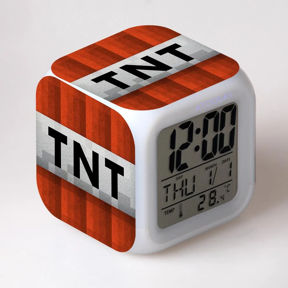 TNT Будильник Светодиодный светильник 7 цветов Изменение Orologio Digitale Reloj Relogio De Mesa проекционные часы квадратные цифровые часы винтажные