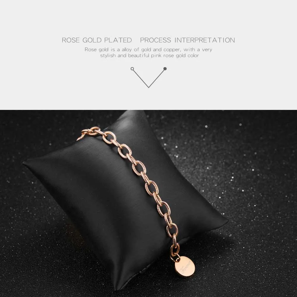 Lokaer трендовые прочные крученые круглые браслеты с картами LOVE розового золота, индивидуальная из нержавеющей стали, браслеты-цепочки и звенья B18193