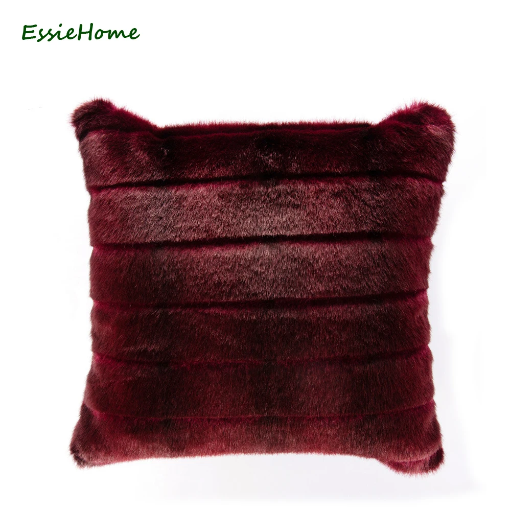 ESSIE HOME Double Side Imitation Fox Fur Pillow Case Cushion Cover Soft Red Brown Faux | Дом и сад