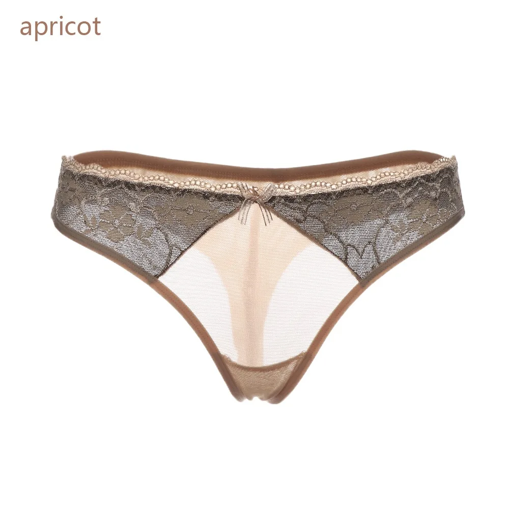 apricot 1 шт., женские сексуальные кружевные трусики с низкой талией, Дамское модное нижнее белье, трусы, нижнее белье, трусики-стринги, полые трусики-стринги - Цвет: apricot