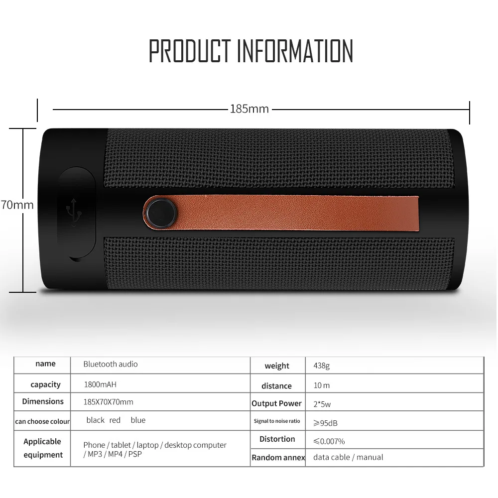 Портативный беспроводной Bluetooth динамик открытый сабвуфер водонепроницаемый с