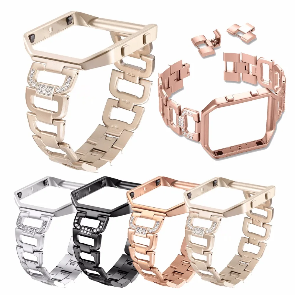 Для Fitbit Blaze Bands с рамкой из нержавеющей стали алмазные блестящие Сменные