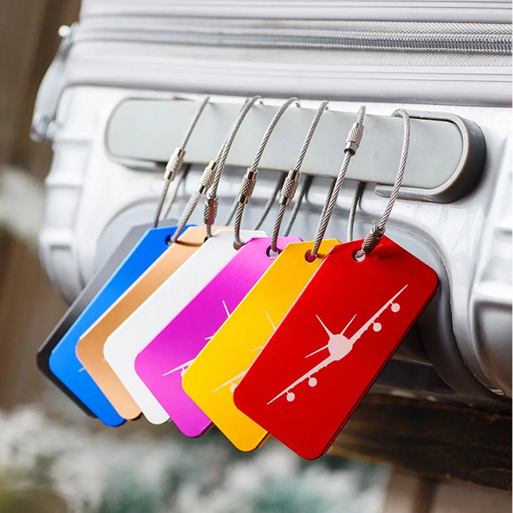 

7pcs/pack Luggage Tags Aluminum Alloy Material Travel Suitcase Name Address ID Label New Travel Accessories High Quality