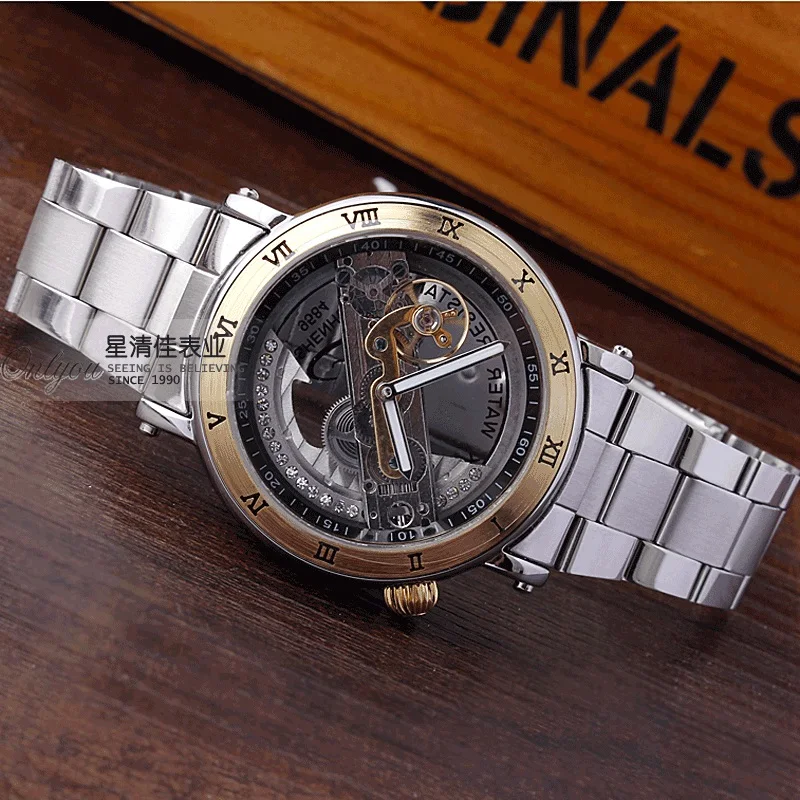 Часы мужские механические прозрачные из нержавеющей стали|steel watch bracelet|steel wrist