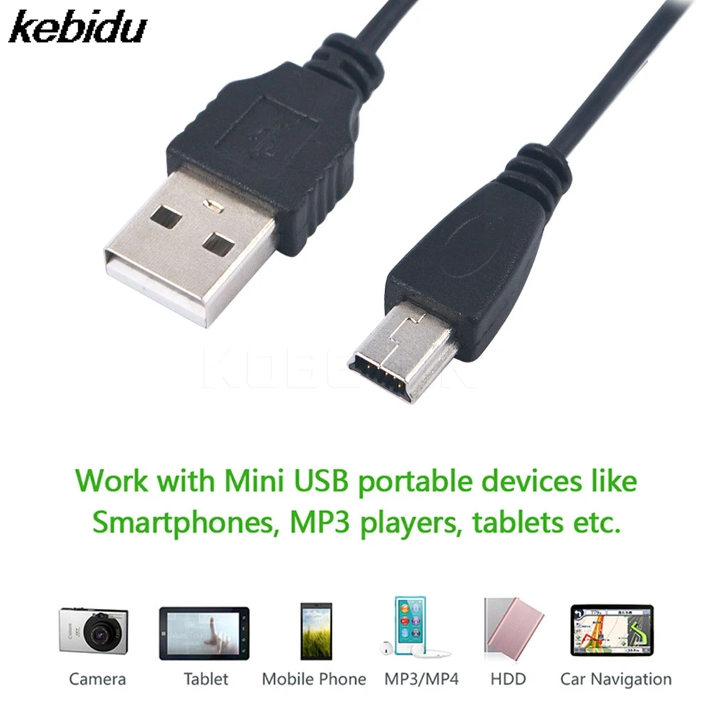 Kebidu прибытие usb кабель Mini USB 2 0 A папа мини 5 Pin B зарядный для передачи данных