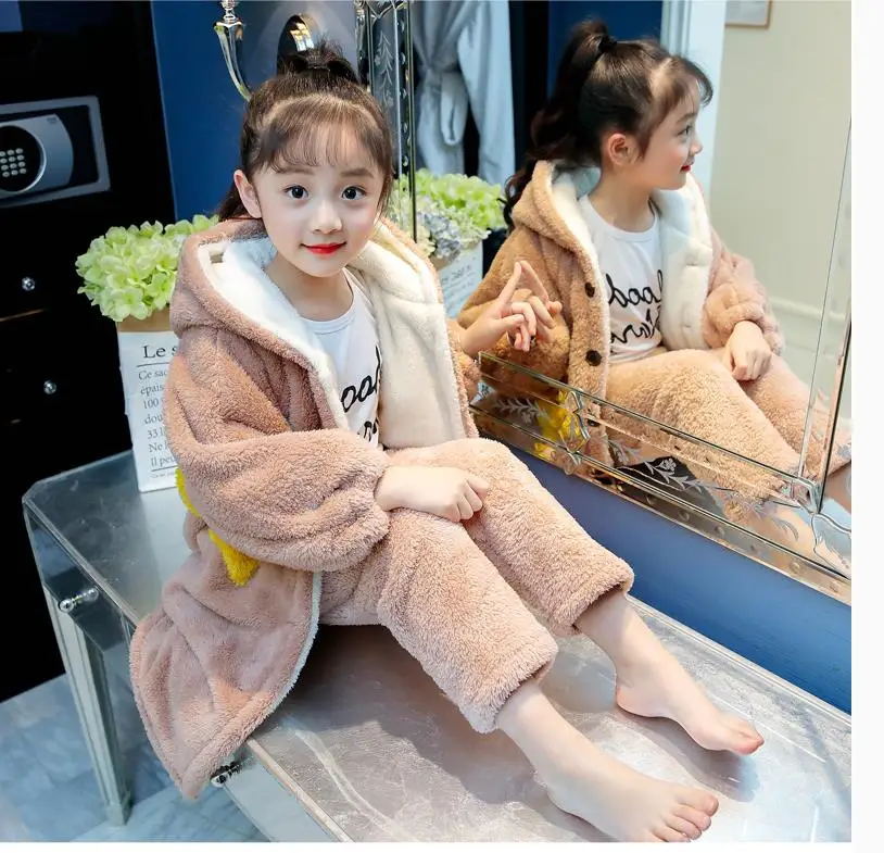 

Girl flannel padded warm dressing gown set