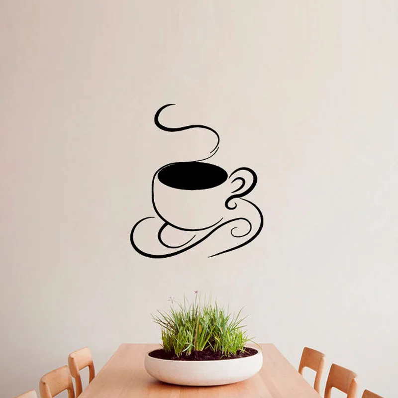 

Чашка горячей наклейки на стену кофе, кухня, кафе, домашний интерьер, Виниловая наклейка, художественная роспись, декор для детской комнаты