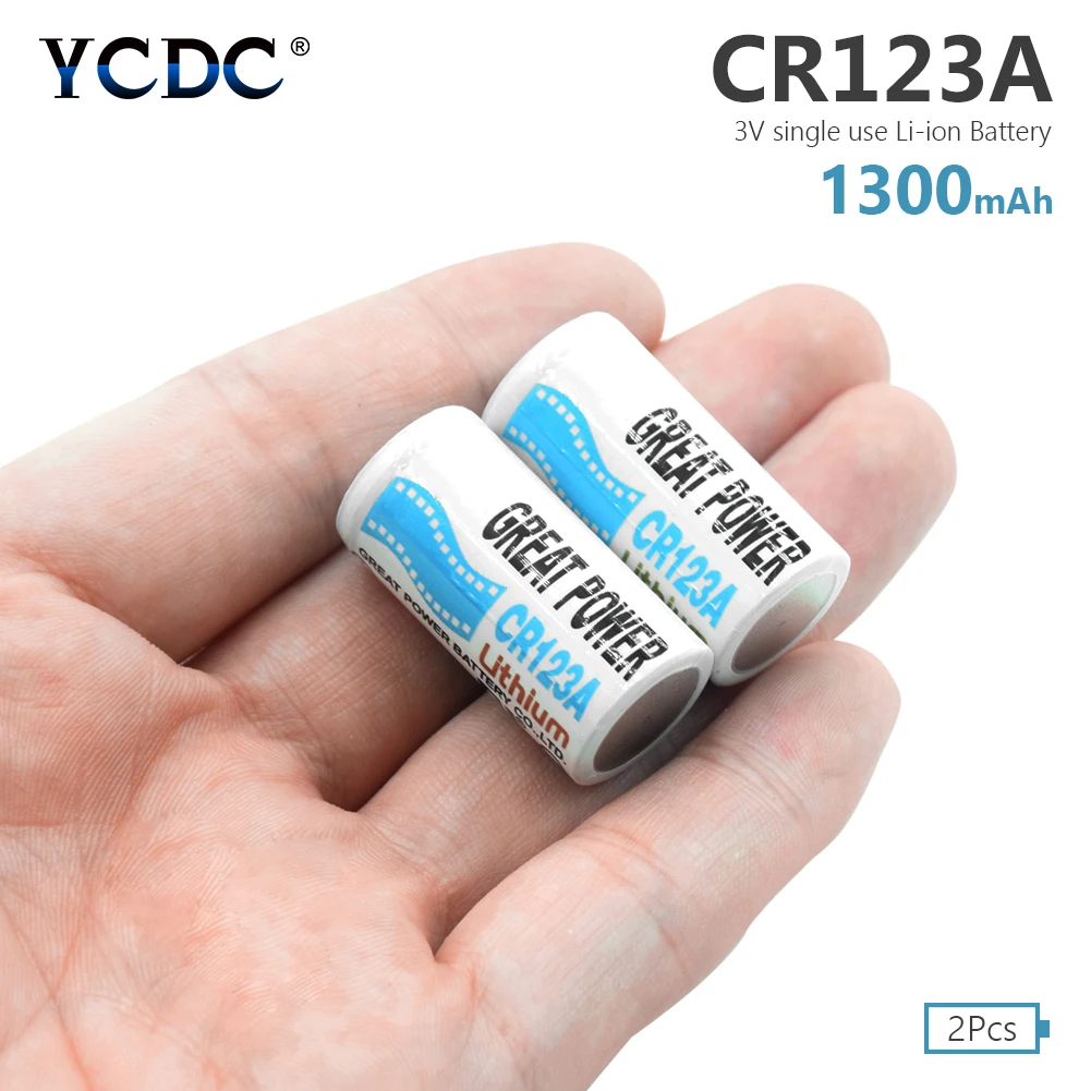 Аккумулятор CR123A LiMnO2 3 в 1300 мАч 2 шт. CR123 CR17345 K123A VL123A DL123A 5018LC SF123A EL123AP CR17335 для