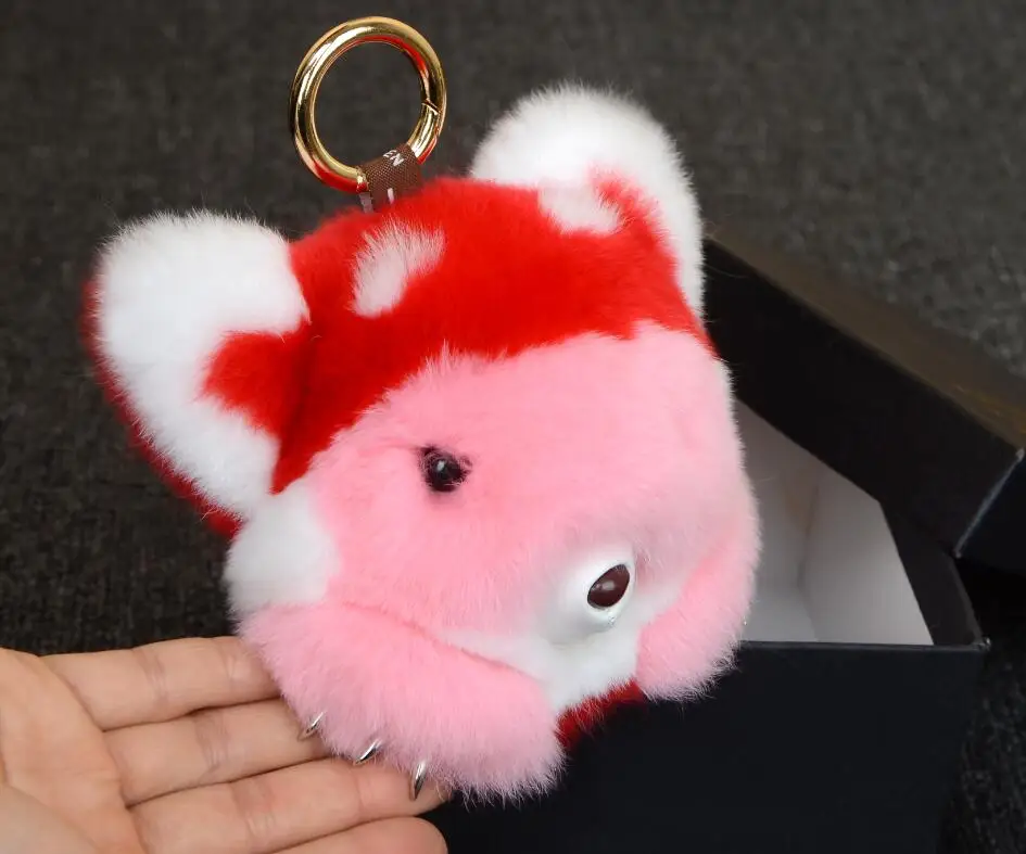 Милый большой Подлинная рекс Кролика Pom pom Брелок Женщин брелок Игрушки Енот