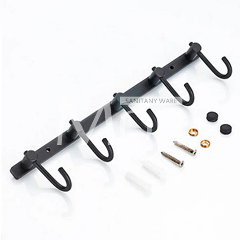 

Rural home black robe hook wall mounted oil-rubbed bronze five hooks hat coat bag door wall hanger bathroom accessories