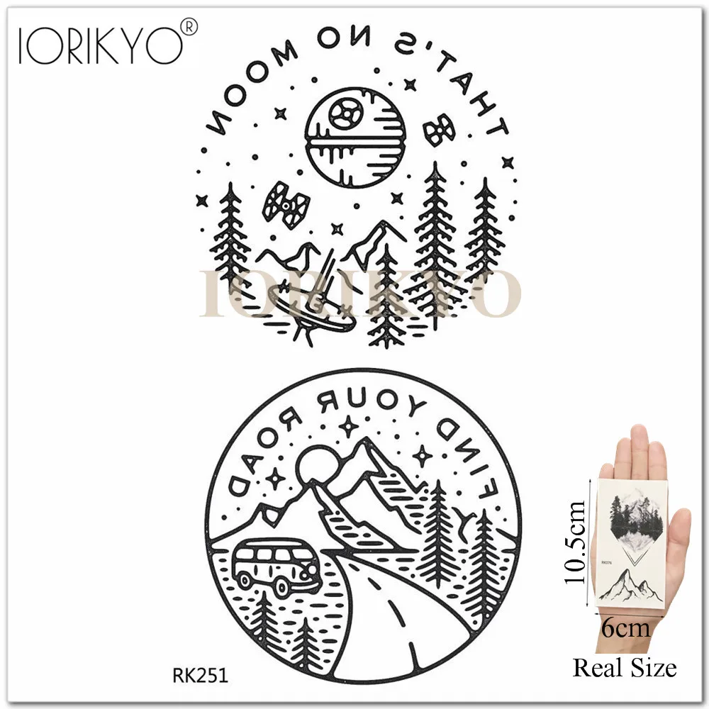 Geometric Sketch Forest Small Waterproof Fake Tattoos Stickers For Women Men Ankle Arm Tattoo Temporary Hill Custom Wrist Tatoos images - 6