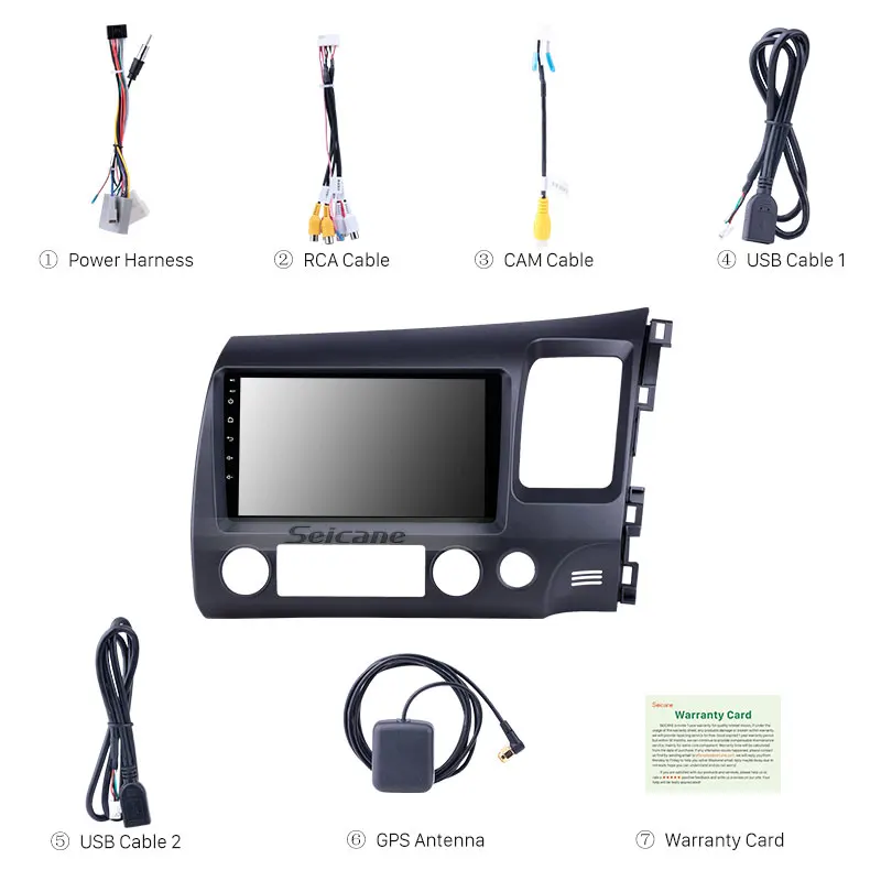 Seicane Android 8 1 9 &quotАвтомобильный GPS плеер для Honda Civic 2006 2007 2008 2009 2010 2011 2DIN навигационная