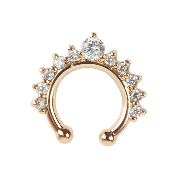 1 шт. кольцо в стиле панк готика с кристаллами для женщин зажим носа обруч