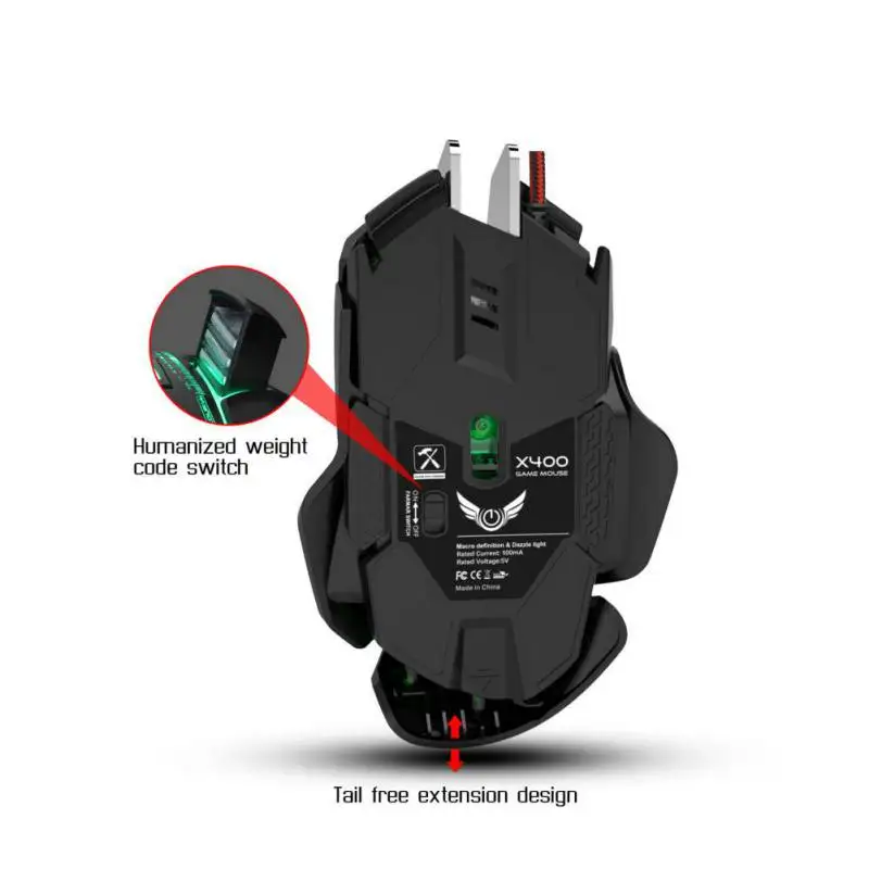 

3200DPI Adjustable 7 Buttons Breathing LED Lighting Mouse For Gamer USB Wired Gaming Mechanical Game Mice