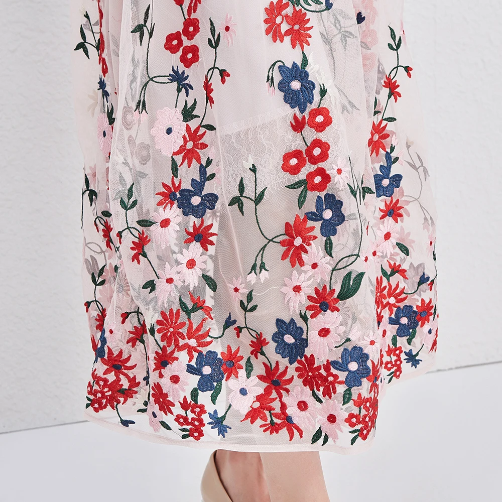 OFTBUY 2018 boho Летнее платье женские платья цветочной вышивкой сетки кружева