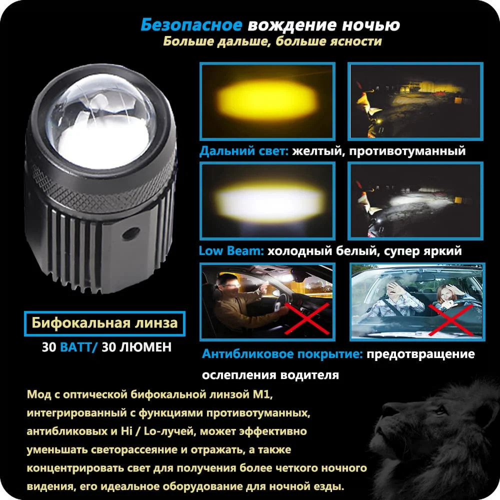 Обновленная светодиодная фара, рабочая противотуманная фара 15 Вт 24 В, двухцветная фара дальнего света для BA20D H4 T19 Moto ATV SUV Jeep, трактора, яхты, грузовика M1