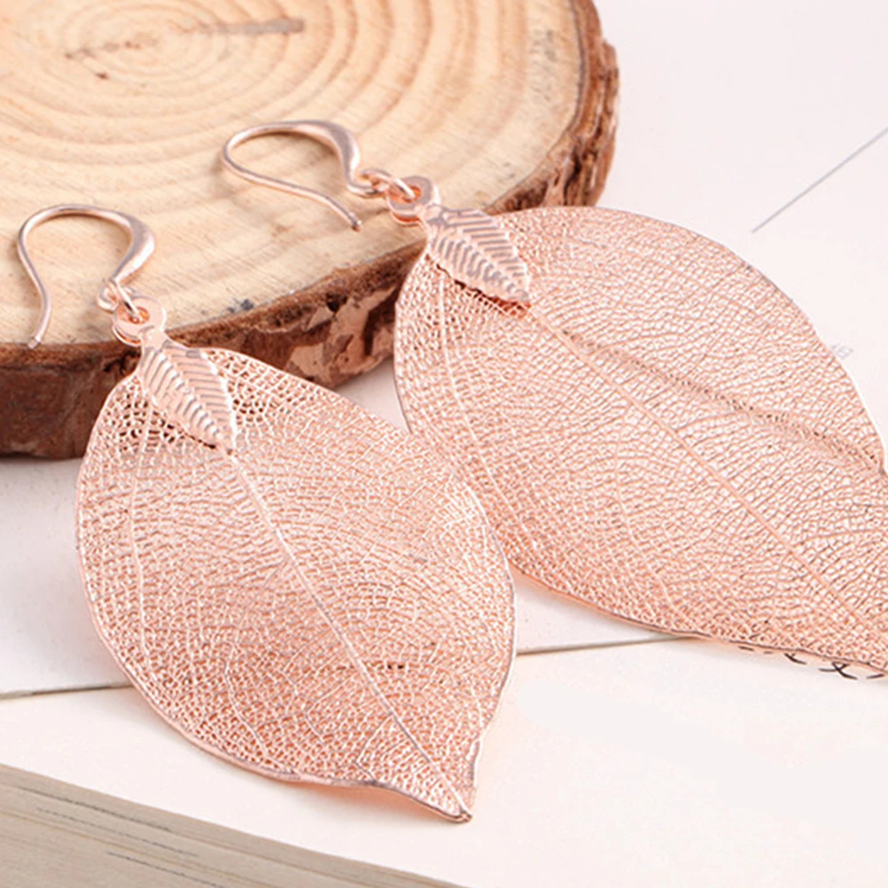 Модные серьги уникальный натуральный лист в форме большие висячие