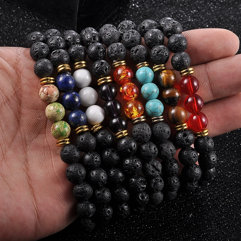 Beagloer Fashion Stone Beads Bracelet Men Strand Bracelets For Women Handmade Jewelry Charm Cuff Wristband Adjustable | Украшения и