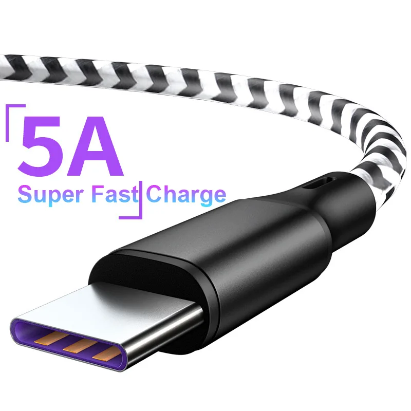 5А usb type c кабель супер быстрая зарядка для huawei mate 20 pro P20 P30 PRO samsung s8 s9 s10 note 10 xiao mi 9 мобильный телефон USBC