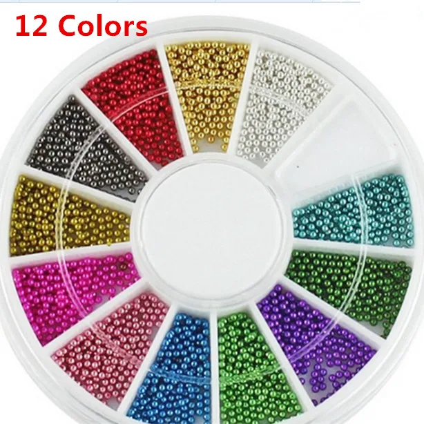 Гвоздь 12 цветов стали бусины Шпильки для ногтей металлическая Икра дизайн колеса
