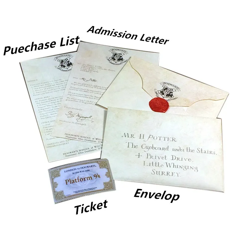 Набор билетов на поезд Гарри поттор 4 шт.|letter hogwarts|hogwarts train tickethogwarts letter |