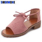 Женские сандалии на толстом каблуке SHIDIWEIEK, однотонные босоножки в римском стиле с открытым носком и пряжкой, лето 2020