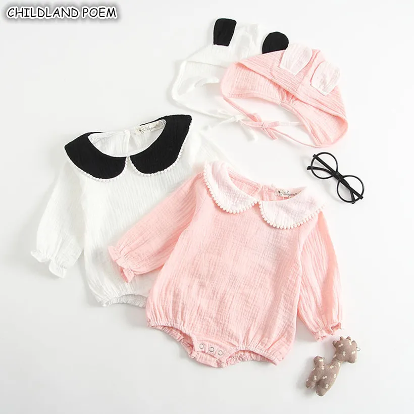 

Baby Girl Clothes Autumn Spring Newborn Baby Clothes Cotton Baby Girl Rompers Infant Baby Jumpsuit With Hat