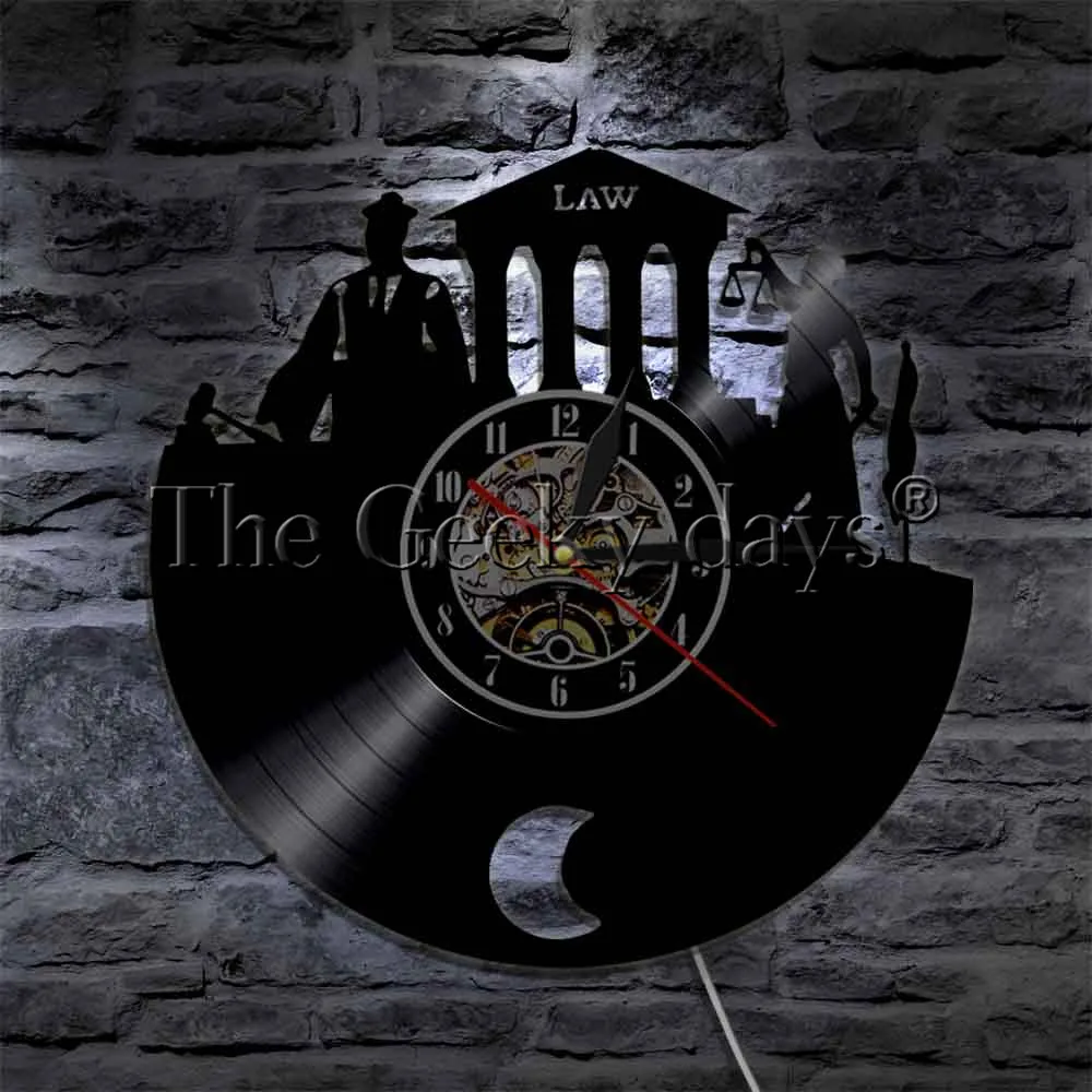 

Scale of Justice and Gavel Wall Art Law Barrister Clock Law Firm Vinyl Record Wall Clock Courtroom Clock Gift For Lawyer
