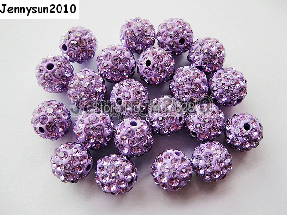 

10mm Violet Top Quality Czech Crystal Rhinestones Pave Clay Round Disco Ball Spacer Beads For Jewelry crafts 100pcs / Pack