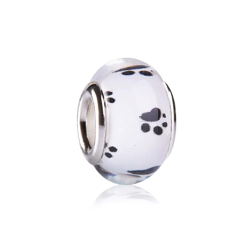 50 шт. кавайные пластиковые бусины с принтом лапы животных разделители для