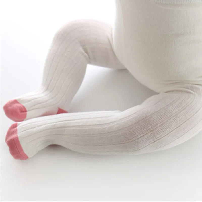 Теплые мягкие хлопковые однотонные милые леггинсы для новорожденных девочек