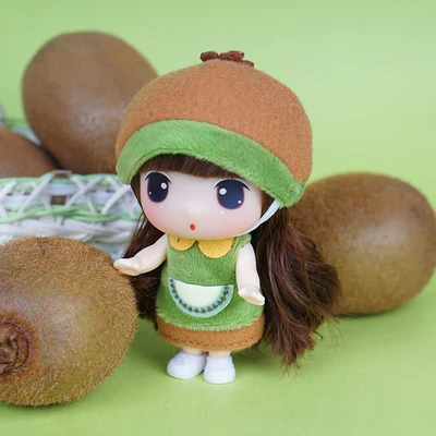 Кукла Ddung 9 см, настоящие корейские костюмы фруктов, сменные куклы BJD мини, подарок на день рождения, ключ, подвеска, коллекция, украшение - Цвет: Kiwi Fruit