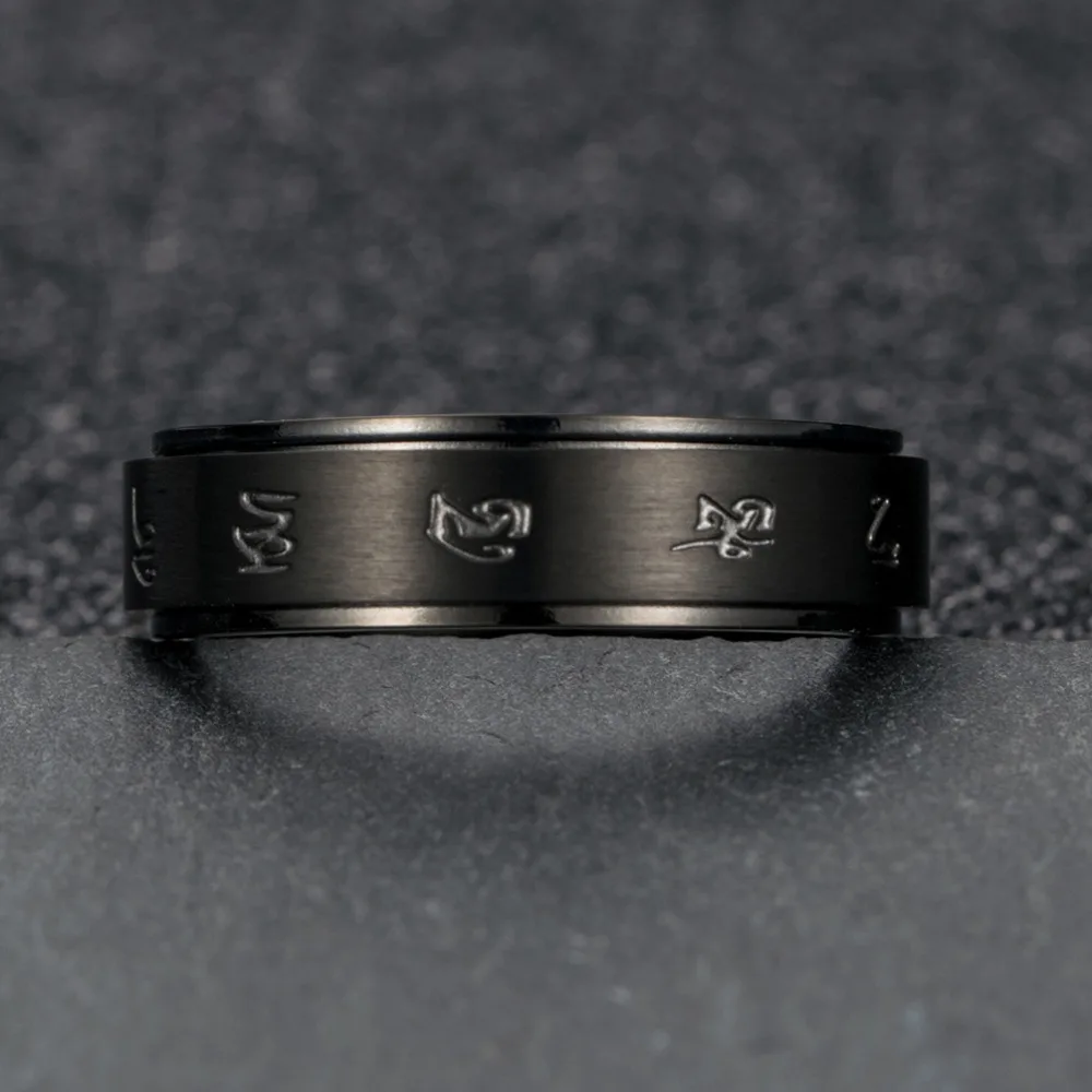 Кольцо-спиннер мужское двухслойное из титановой стали религиозная буддийская