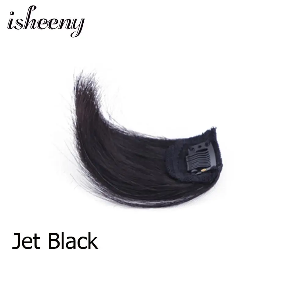 Jet Black Isheeny человеческие волосы кусок Клип В мини утолщенные Реми части волос с обеих сторон для мужчин и женщин - Цвет: Jet Black